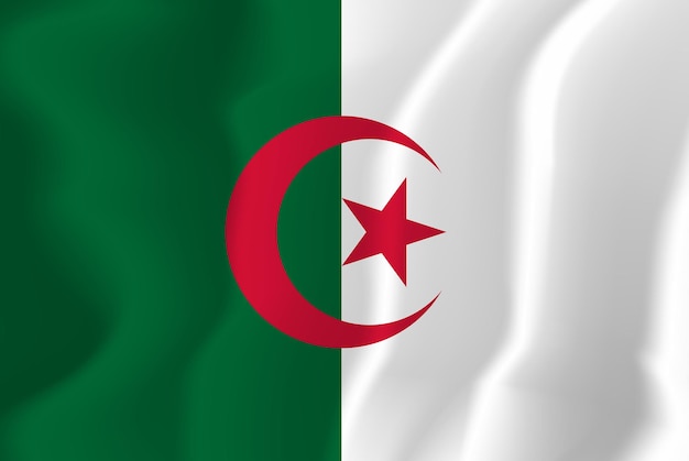 Алжир Развевается Флагом Иллюстрации Векторный Фон
