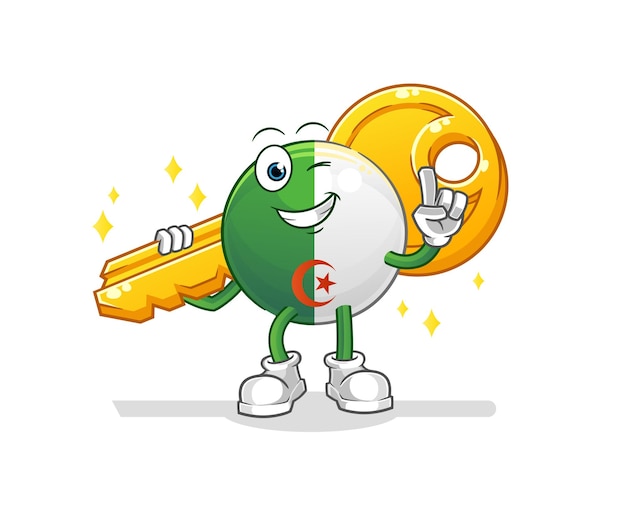Algerian flag carry the key mascot. cartoon vector