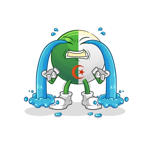 Algerian flag crying illustration. character vector