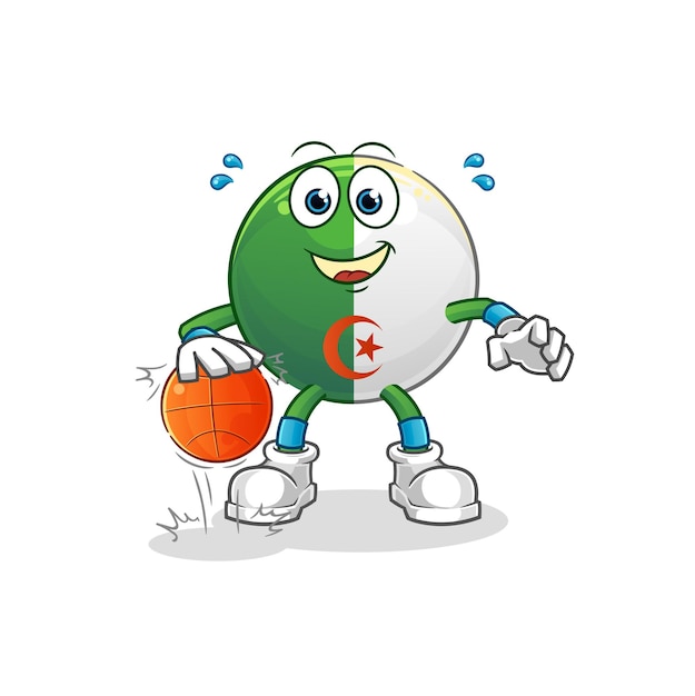 algerian flag dribble basketball character. cartoon mascot vector