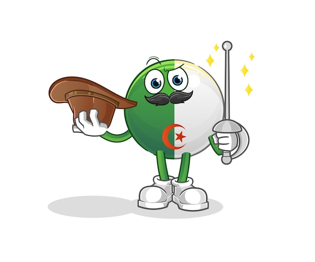 Algerian flag fencer character cartoon mascot vector