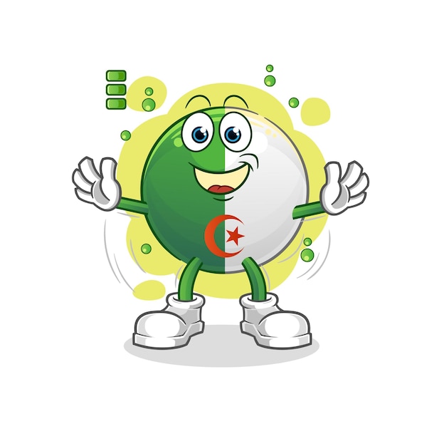 Algerian flag full battery character. cartoon mascot vector