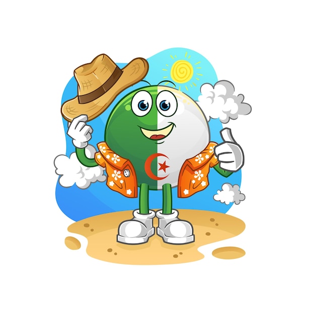 Algerian flag go on vacation cartoon mascot vector