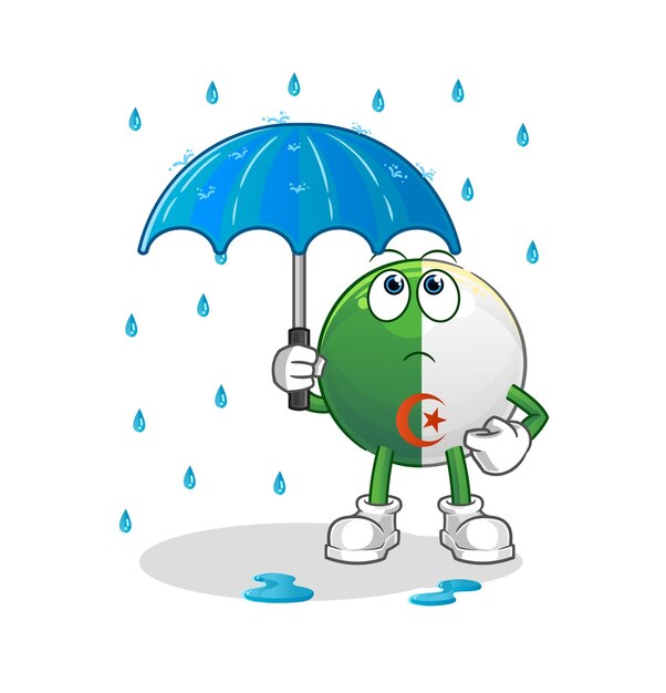 Algerian flag holding an umbrella illustration character vector