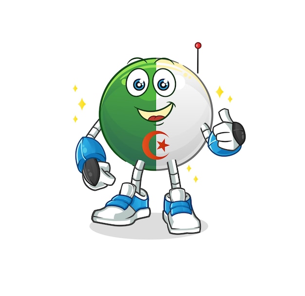 Algerian flag robot character. cartoon mascot vector