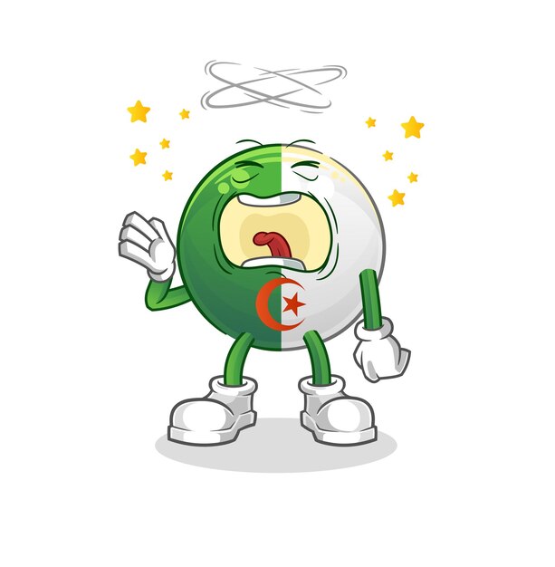 Algerian flag yawn character. cartoon mascot vector