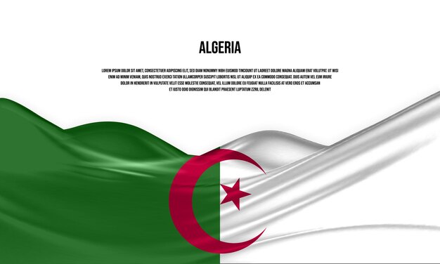 Algerije vlag ontwerp. Wapperende Algerijnse vlag gemaakt van satijn of zijde stof. Vectorillustratie.