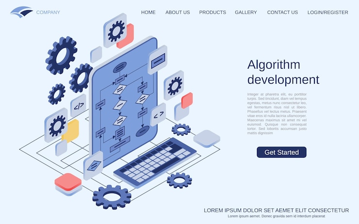 Premium Vector | Algorithm development modern 3d isometric vector concept