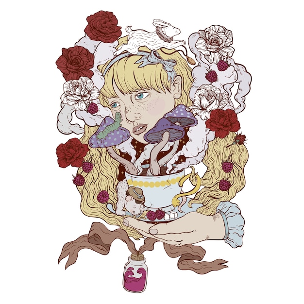 Vector alice and tea