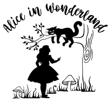 Premium Vector  Alice in wonderland cheshire cat on a tree black and white  sketch alice s adventures in wonderland