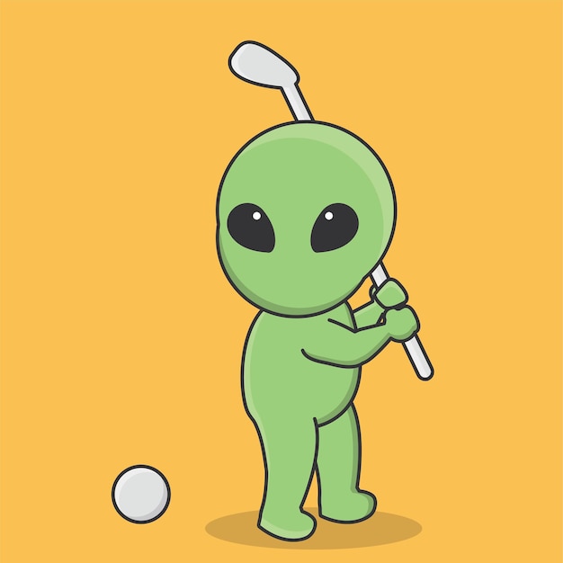 Alien astronaut galaxy universe space robot interstellar cute character vector icon cartoon doodle