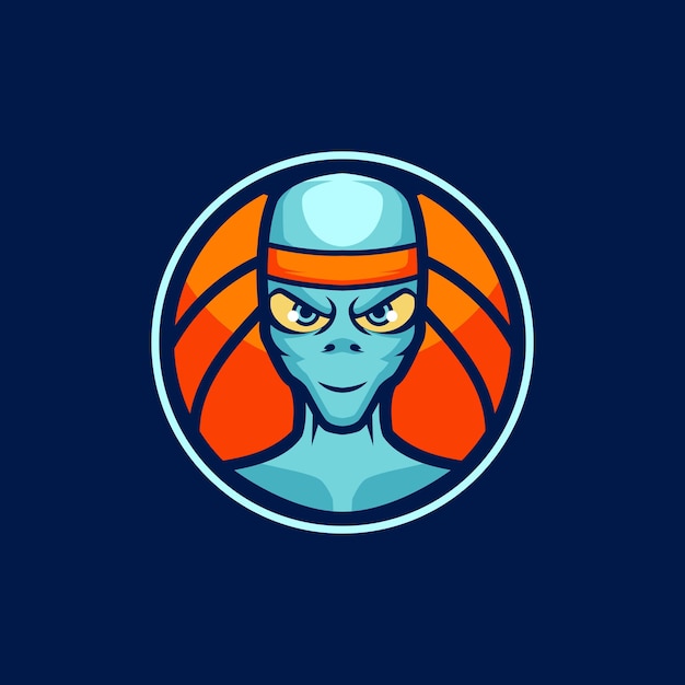 Modelli di logo della mascotte del basket alieno