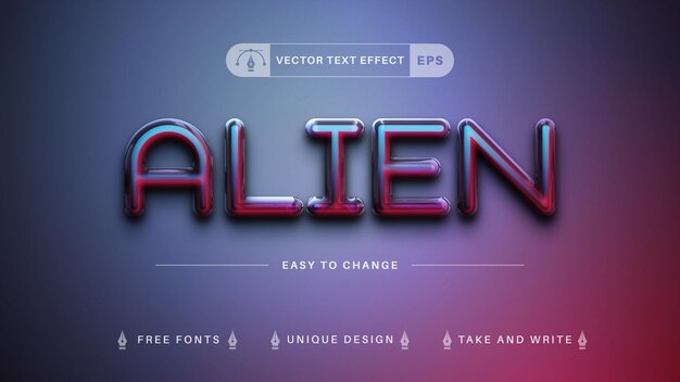 Alien - Bewerkbaar teksteffect, lettertypestijl