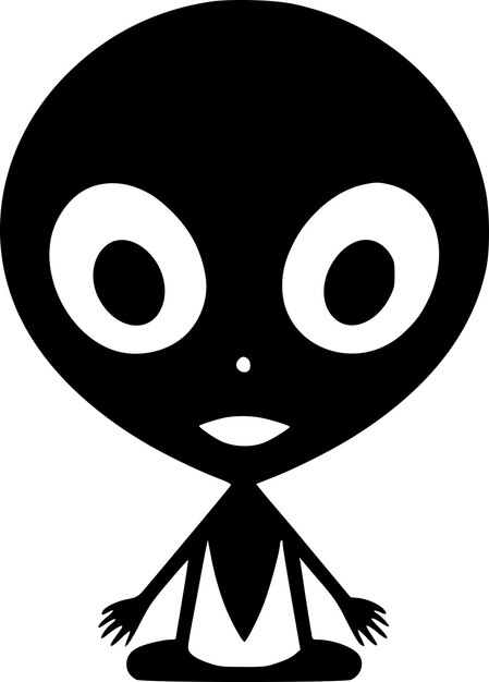 Alien Black and White Isolated Icon Vector illustration