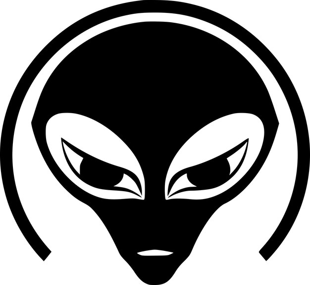 Vector alien black and white vector illustration