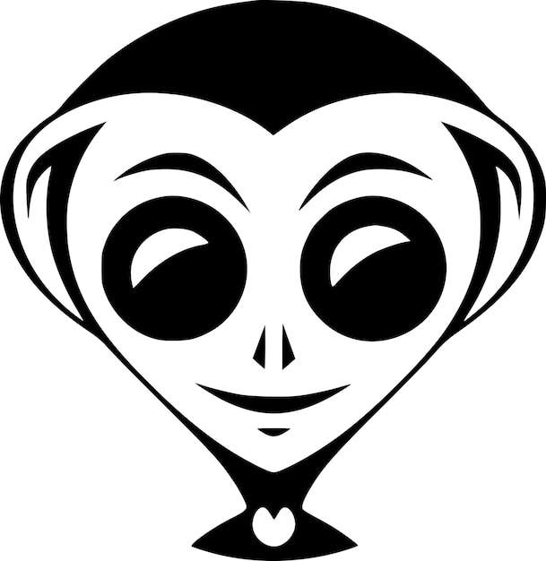 Vector alien black and white vector illustration