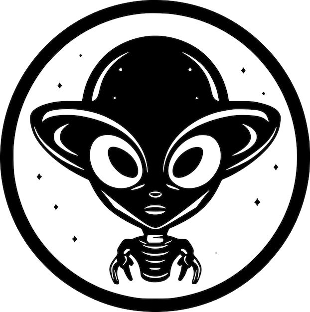 Vector alien black and white vector illustration