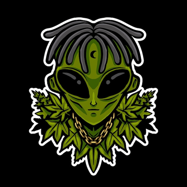 Alien and cannabis illustration