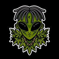 Alien and cannabis illustration