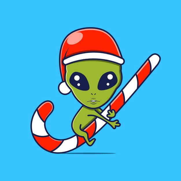 Alien character is riding candy