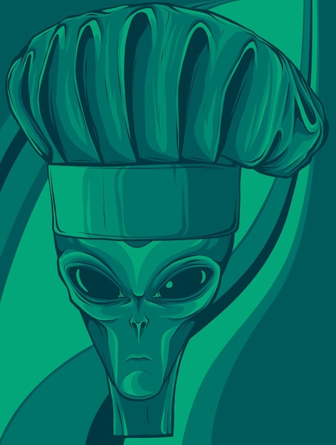 Vector alien dragen chef-kok hoed vector kunst illustratie