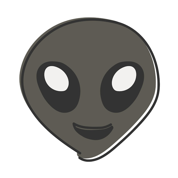 Alien emoji emoticon Gezicht van alien Handgetekende vlakke stijl emoticon