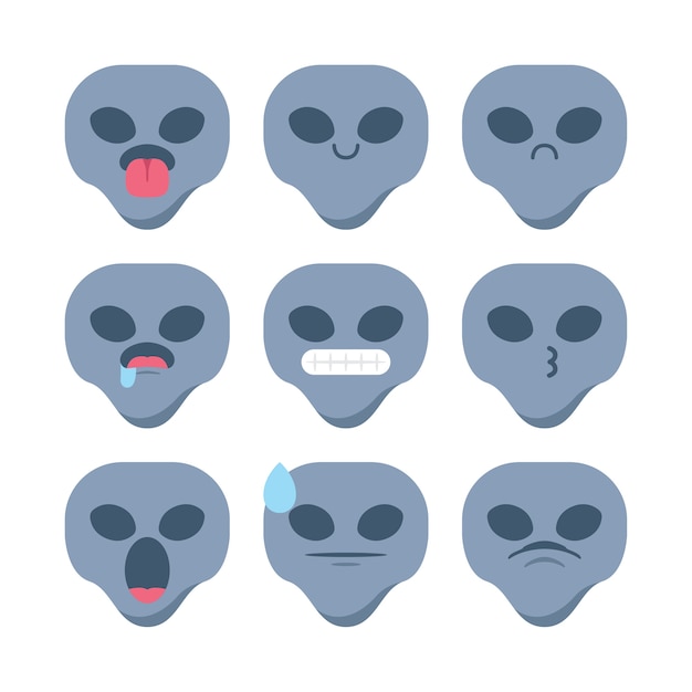 Vector alien emoji's