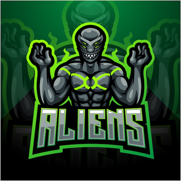 Alien esport талисман дизайн логотипа