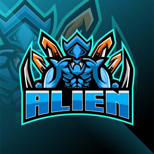 Vector alien esport mascot logo design