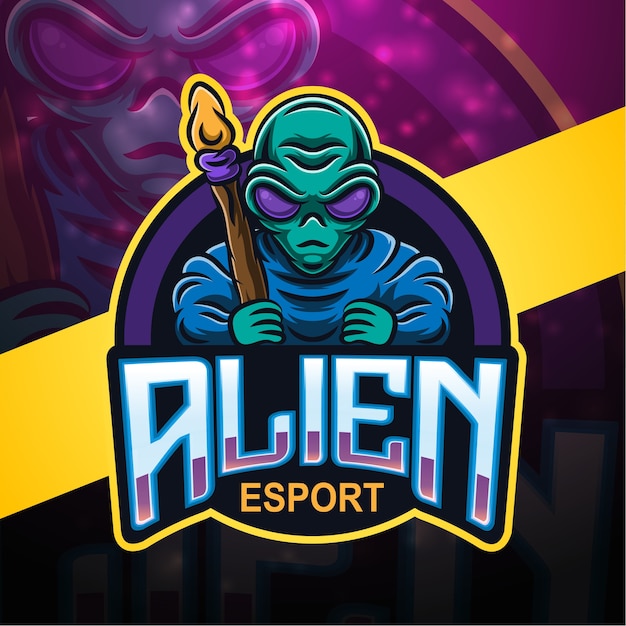 Alien esport mascotte logo-ontwerp