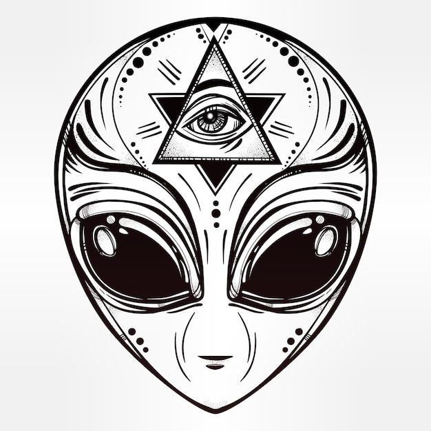 Premium Vector  Handdrawing vector illustration retro alien space tattoo