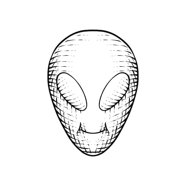 Vector alien hand drawn in engraving