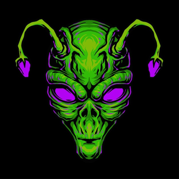 Vector alien head color vector illustration