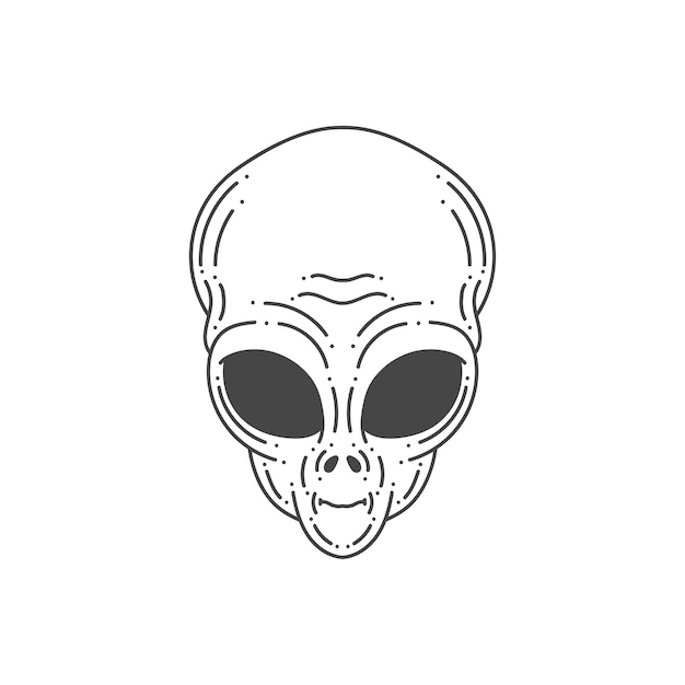 Штриховой рисунок головы инопланетянина