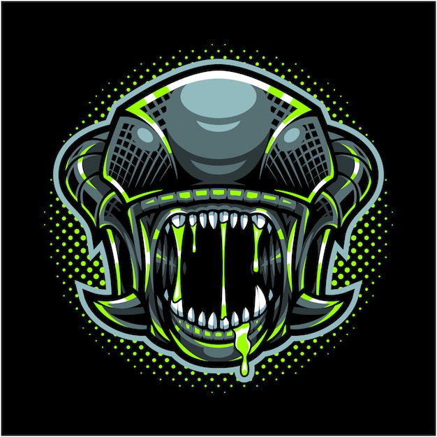 Vector alien head mascot logo