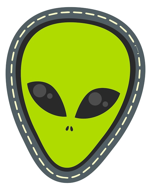 Alien head patch Colorful monster face sticker isolated on white background