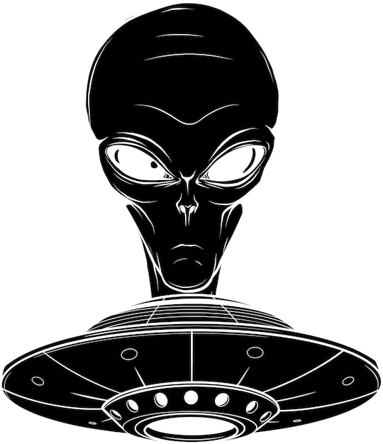 Иллюстрационный дизайн векторной головы инопланетянина