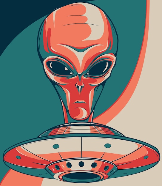 벡터 외계인 머리 ufo  ⁇ 터 일러스트레이션 디자인