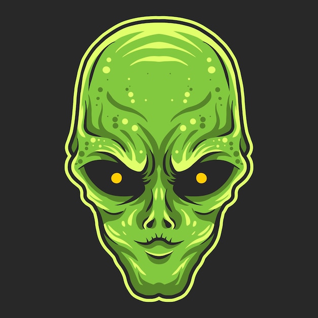 Alien head vector illustration isolated on dark