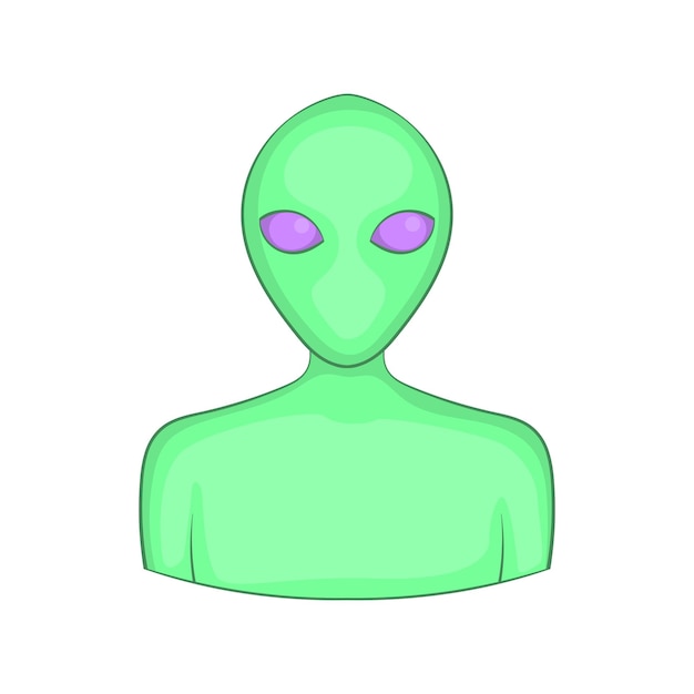 Икона пришельца в мультяшном стиле изолирована на белом фоне. Символ других планет.