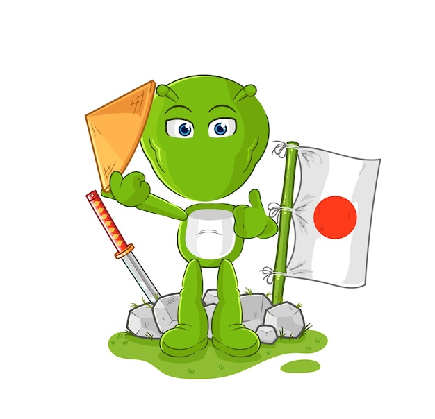 Alien japanese vector cartoon character