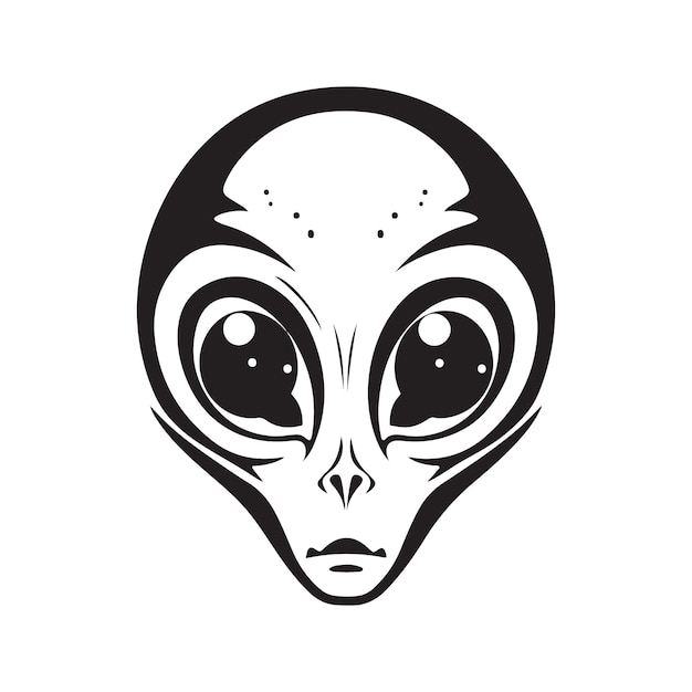 Alien logo concept zwart-witte kleur hand getekende illustratie