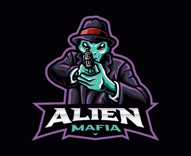 Vector alien mafia mascot logo design