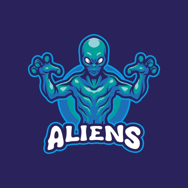 Alien mascot logo design vector with modern illustration concept style for badge emblem and t shirt printing alien illustration for sport and esport team