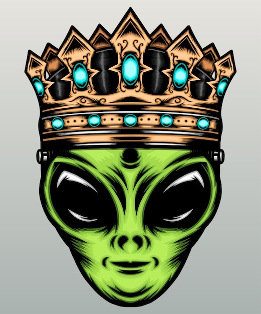 Alien met gouden kroon.