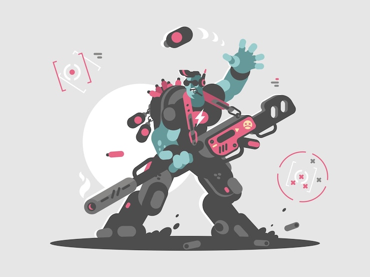 Vector alien military invader