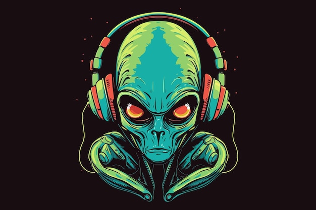 Alien music lover vintage vector