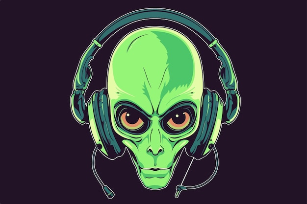alien music lover vintage vector