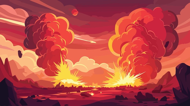 Vector alien planet eruption