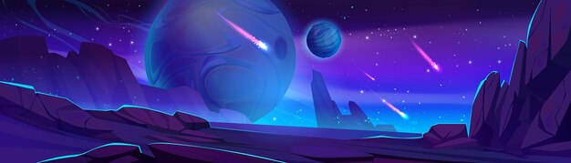 Vector alien planet landscape for space game background